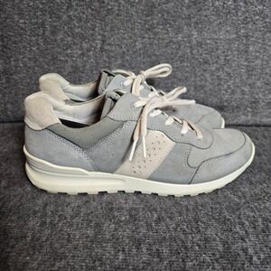 Ecco Shoes Cs20 Womens‎ 39 Walking Lace Up Sneakers Gray Leather Low Top Comfort